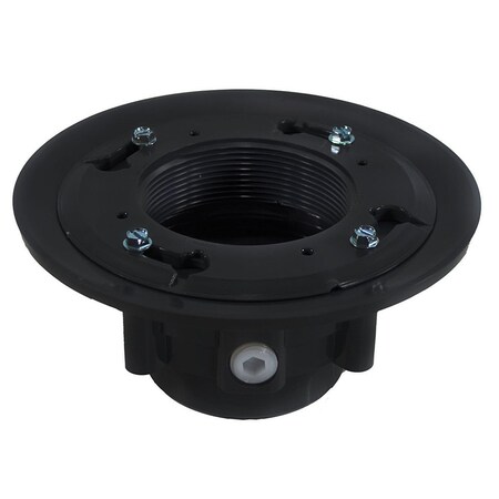 Jones Stephens 4in. PVC Heavy Duty Drain Base with Clamping Ring and Primer Tap, for 3-1/2in. Spud D49807